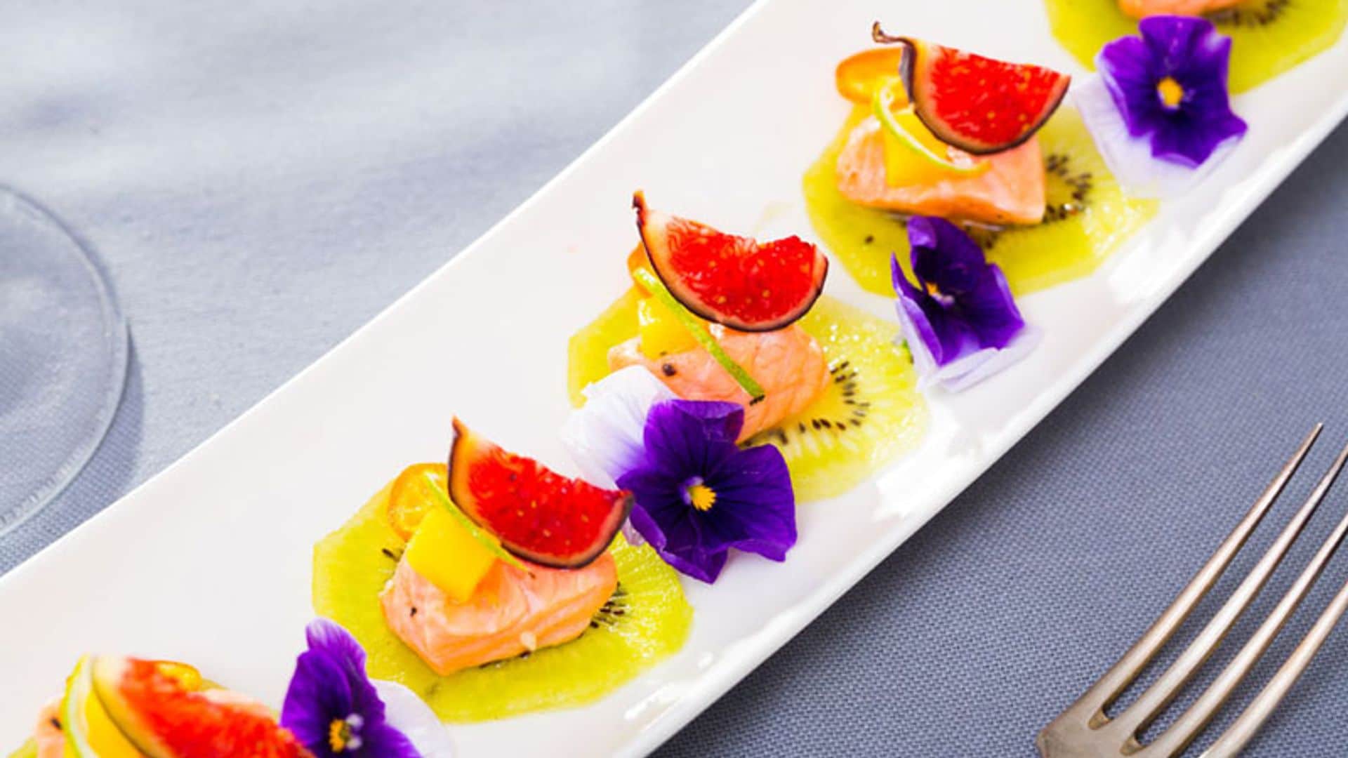 Ceviche de trucha con kiwi