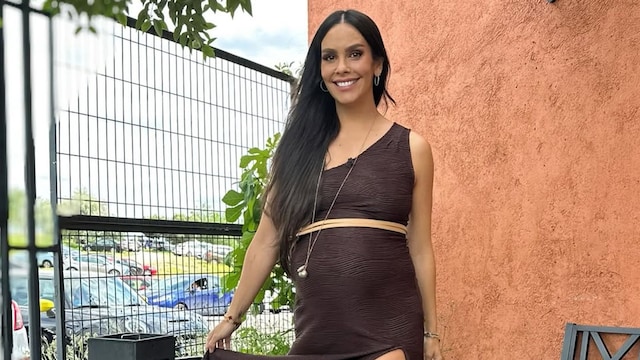 Cristina Pedroche presume de embarazo con un conjunto marrón