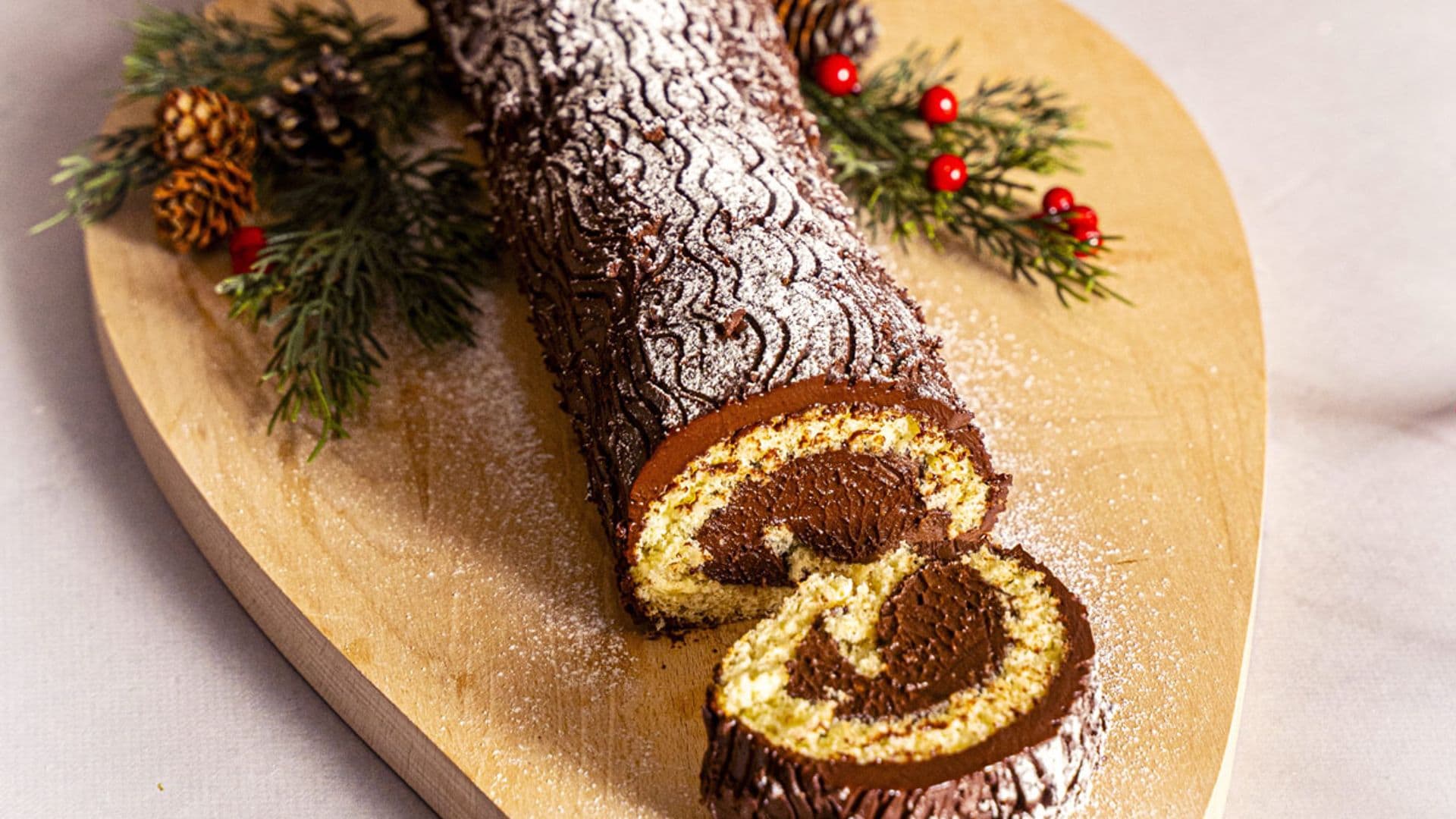 Tronco de Navidad de chocolate y aguacate