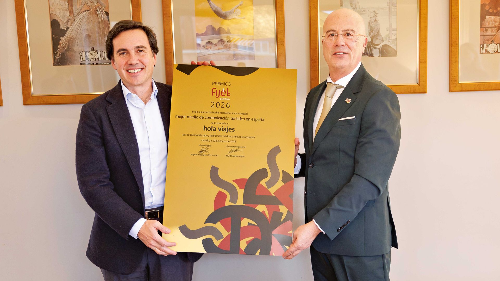 Eduardo Sánchez, Presidente de ¡HOLA! y Miguel Ángel González Suárez, presidente de FIJET España