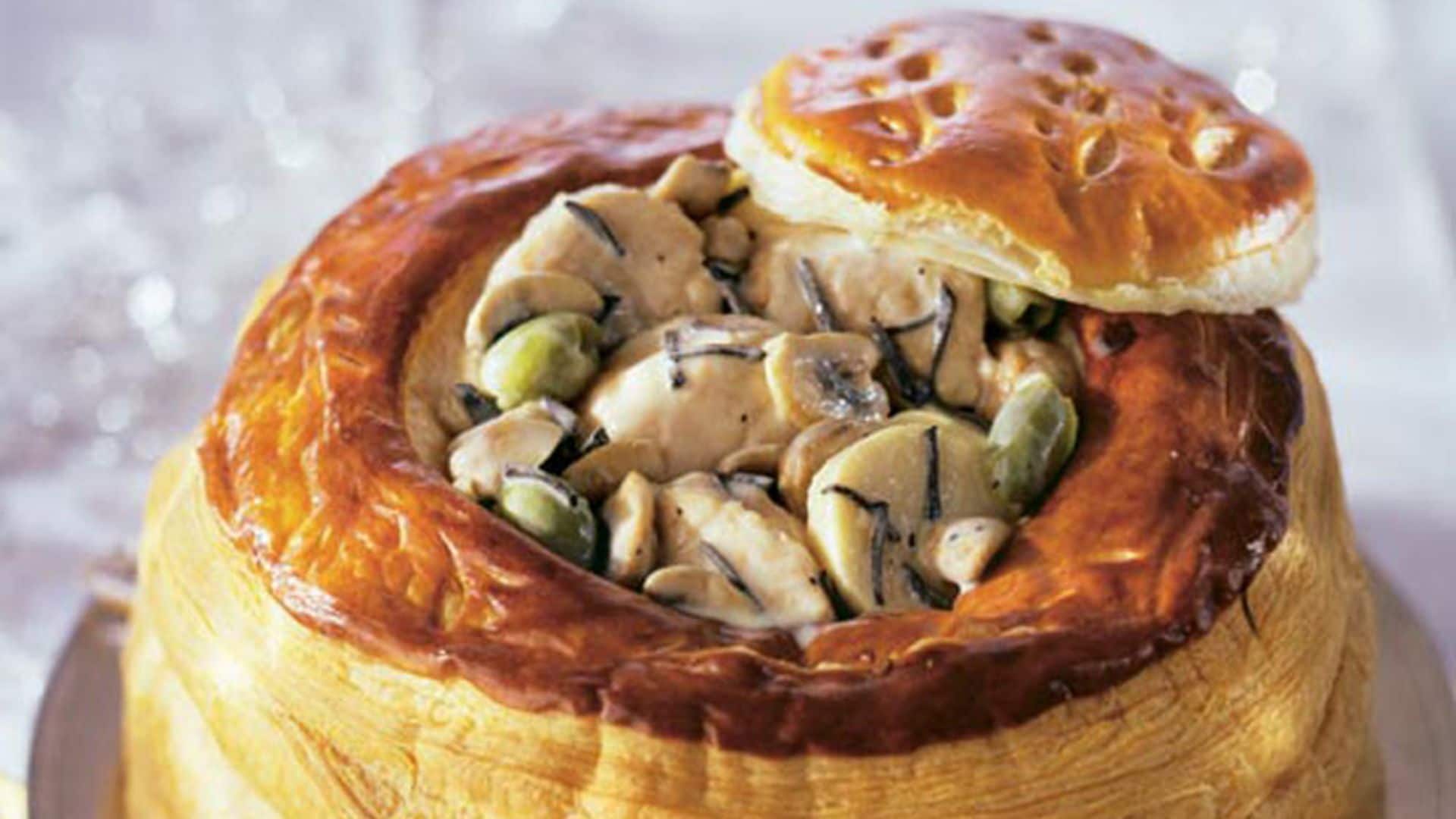 Volován de pavo trufado con champiñones