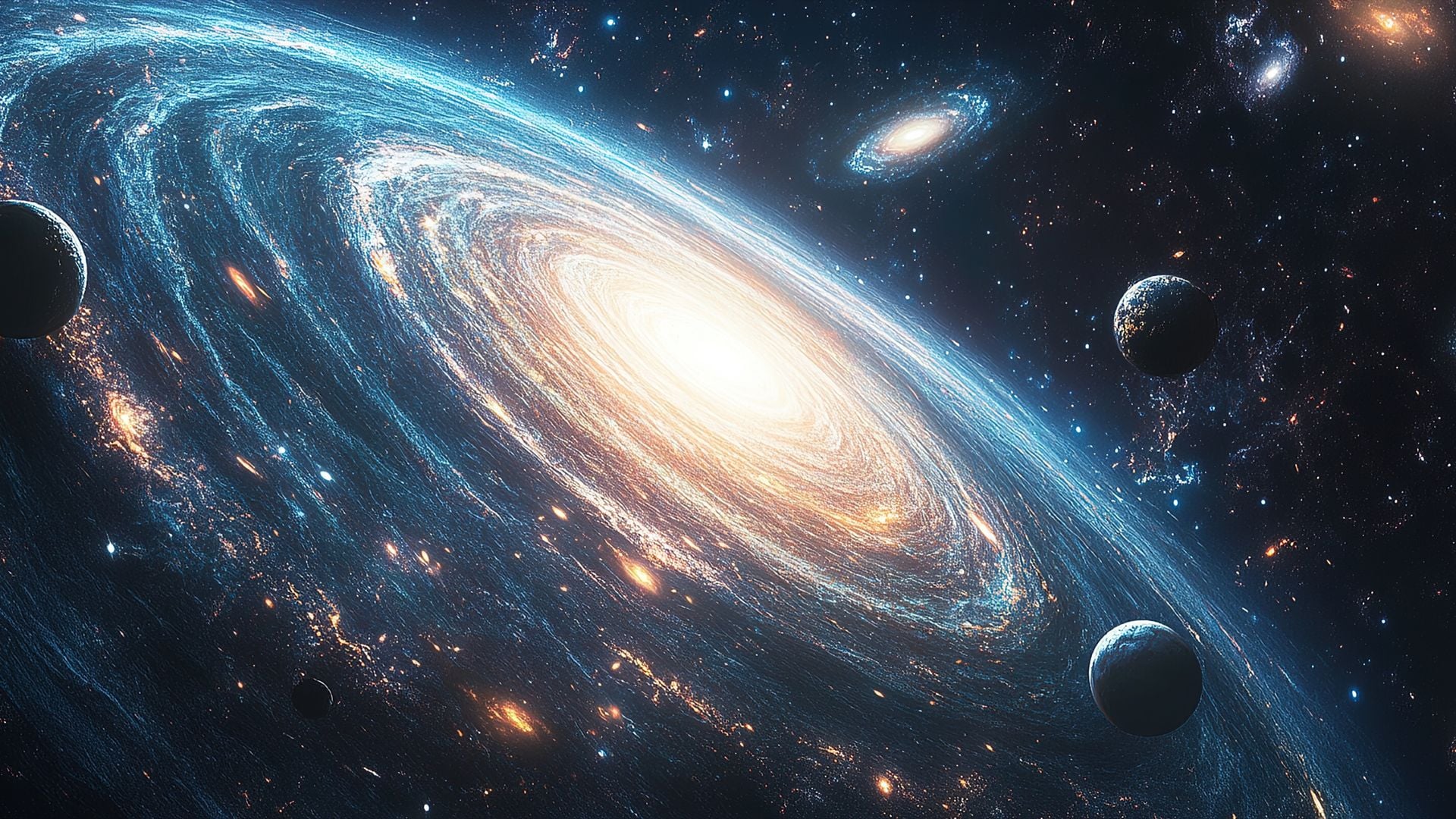 Recreación universo con galaxia y estrellas