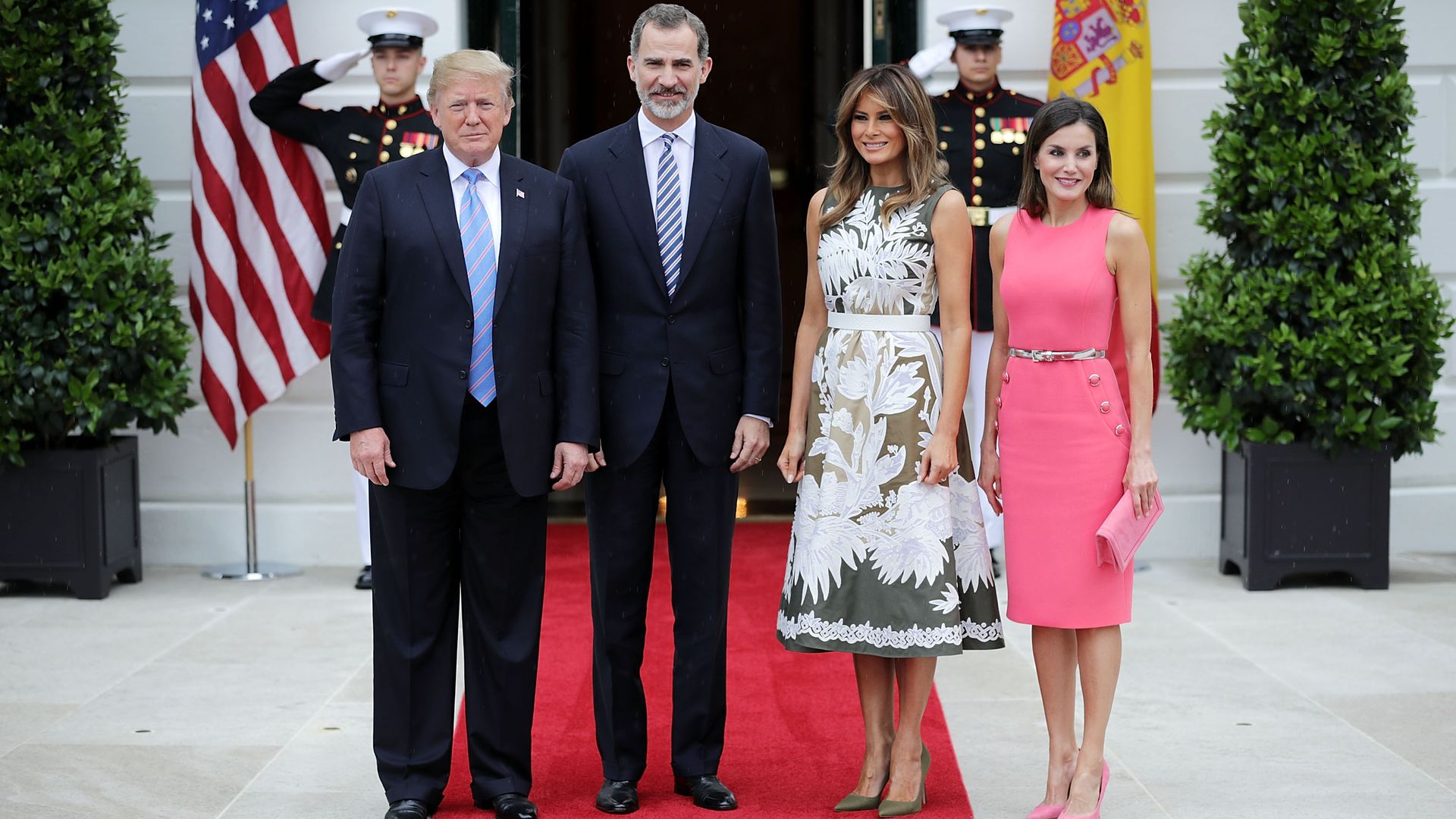 Donald y Melania Trump con el rey Felipe VI y la reina Letizia en una visita a la Casa Blanca en 2018