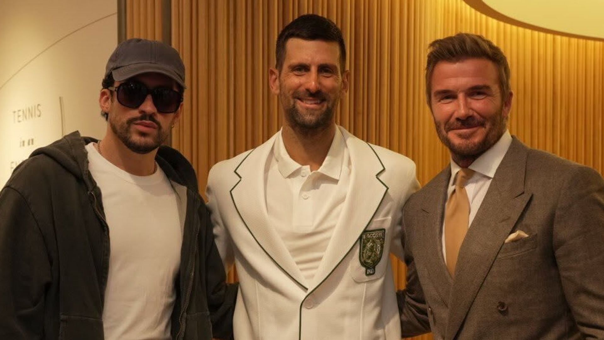 Bad Bunny, David Beckham y Novak Djokovic protagonizan el encuentro más inesperado en Wimbledon 