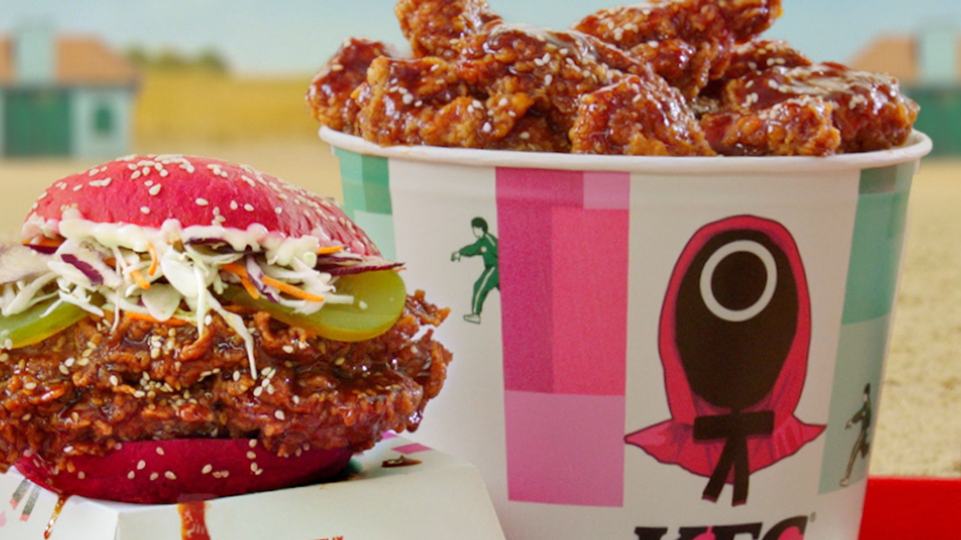 KFC x El juego del calamar e Ibai Llanos, burger coreana y cubo coreano
