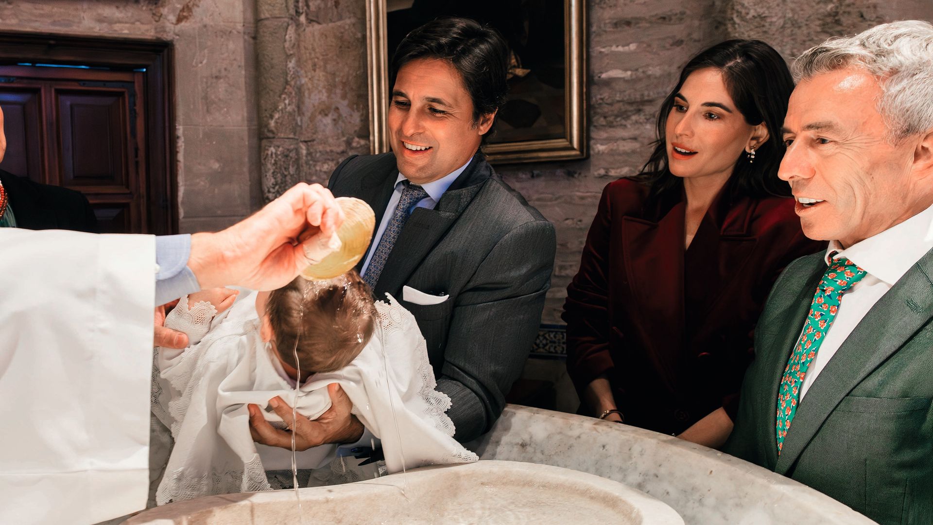 Francisco Rivera y Lourdes Montes en el bautizo de Nicolás