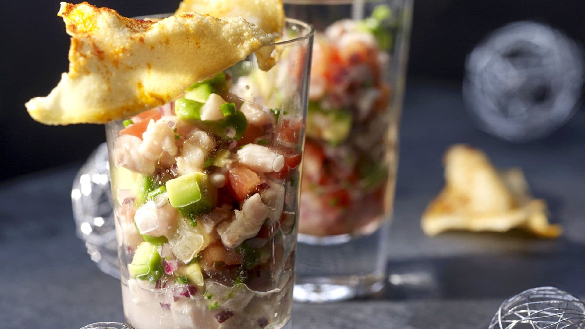 Vasito de ceviche de bacalao