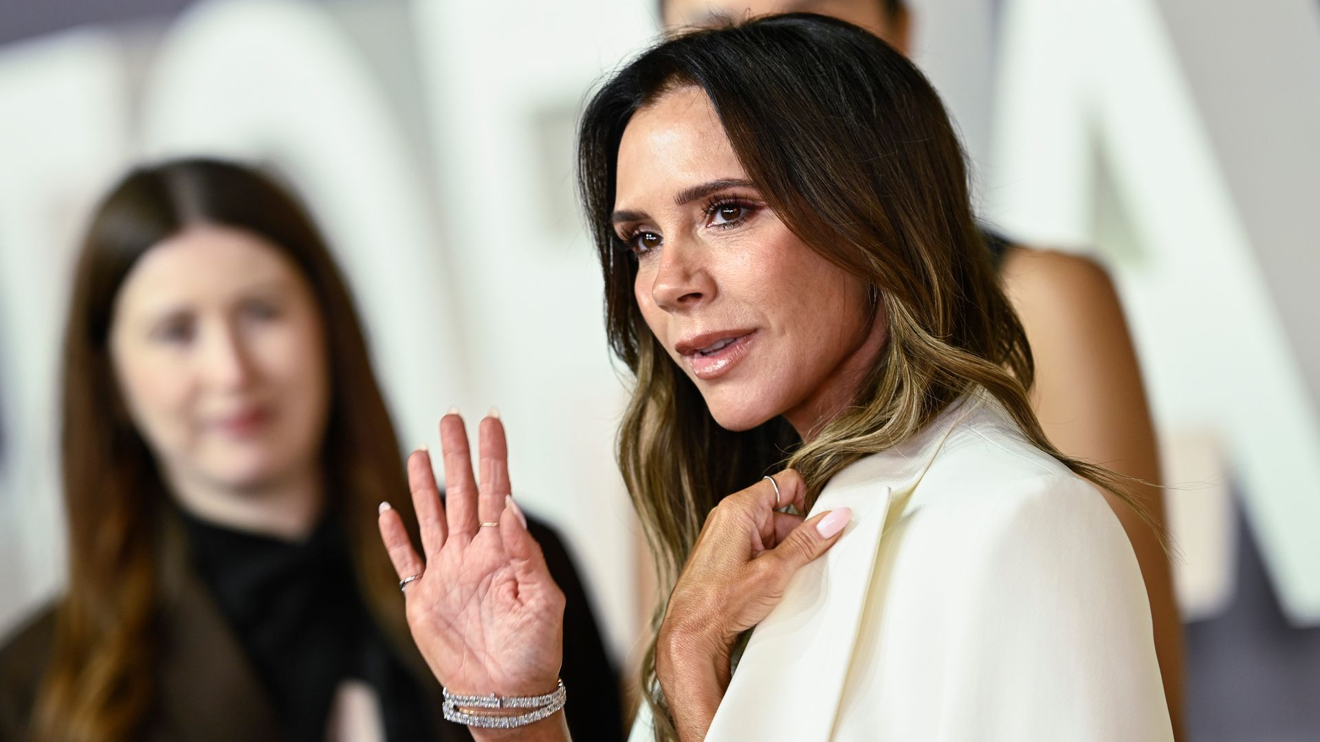 Victoria Beckham attends the "Victoria Beckham" World Premiere at the Curzon Mayfair on October 08, 2025 in London, England. (Photo by Gareth Cattermole/Getty Images)