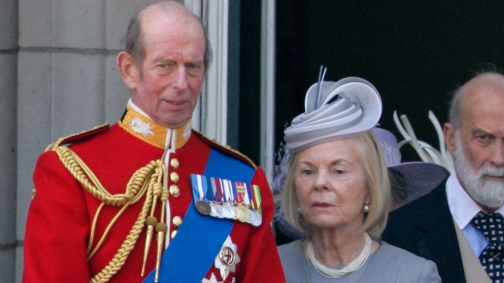 Los duques de Kent en el balcón del Palacio de Buckingham durante el Trooping the Colour del año 2011