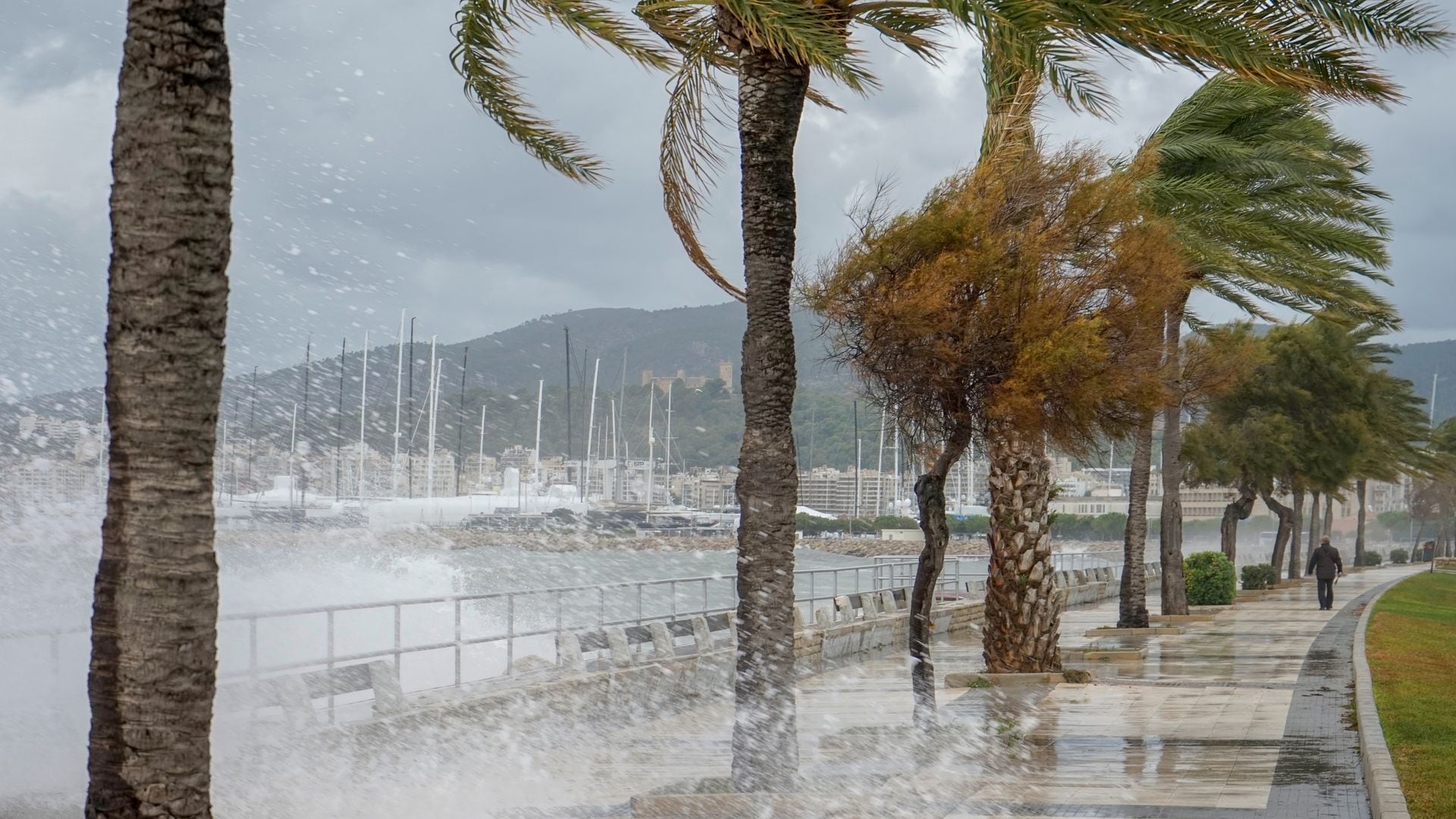 Tormenta en la bahía de Palma de Mallorca