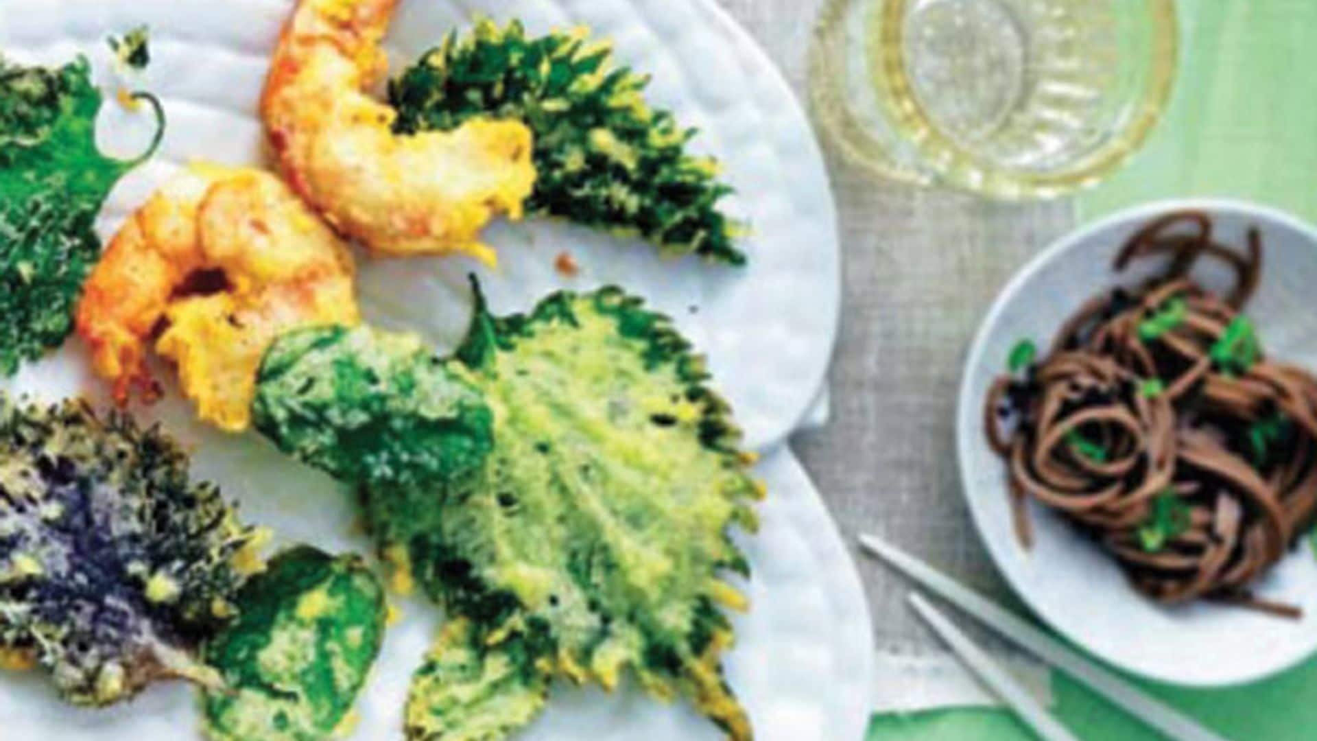 Tempura de hierbas y gambas