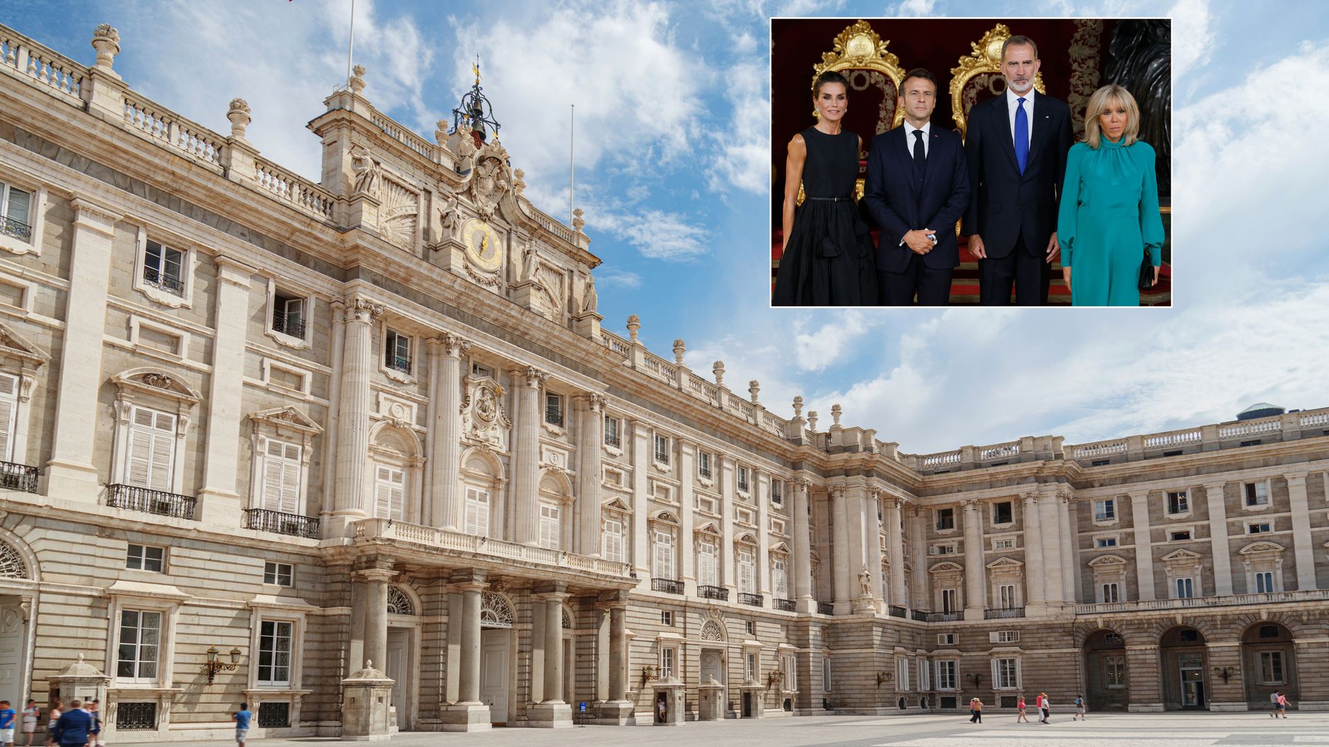 Palacio Real de Madrid, los Reyes de España y el presidente Macron y su mujer