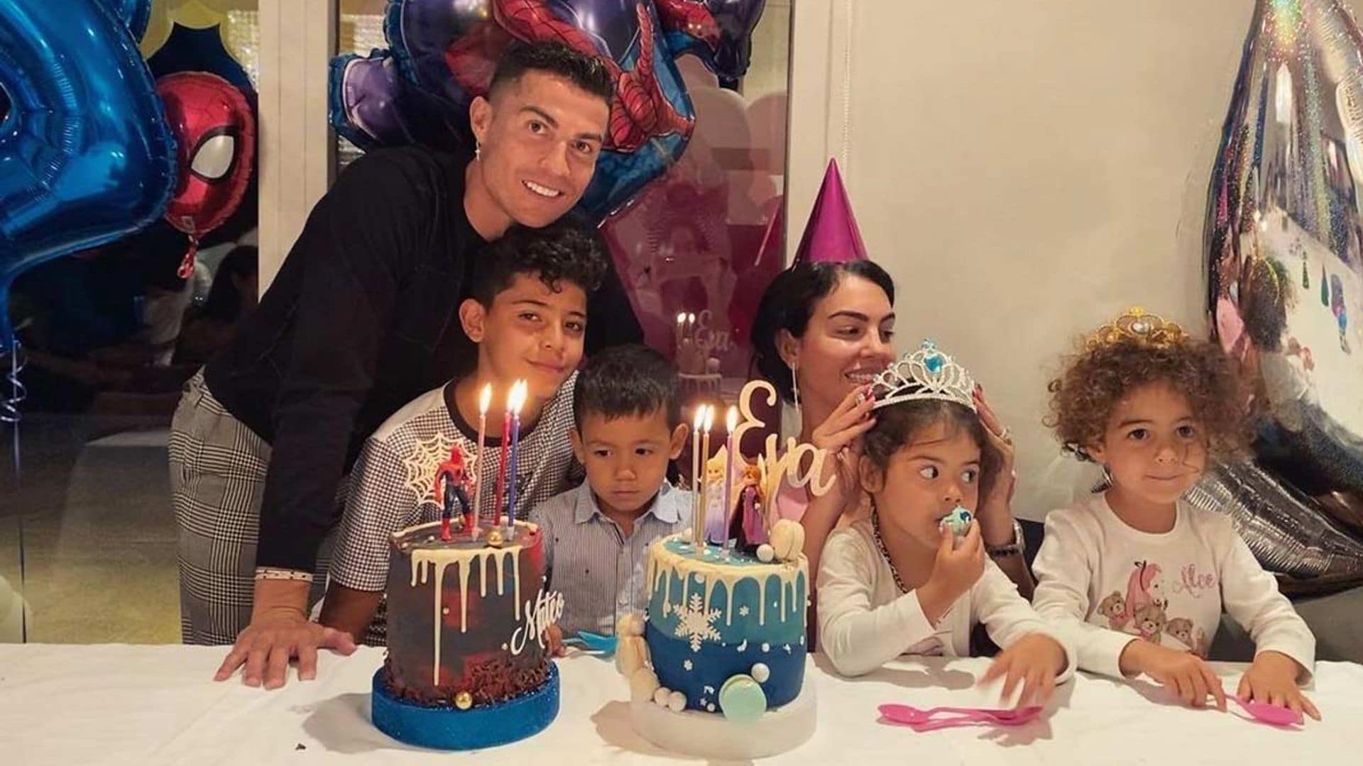 Superhéroes, princesas ¡y mucho ritmo! El cumpleaños de Eva y Mateo, los mellizos de Cristiano y Georgina