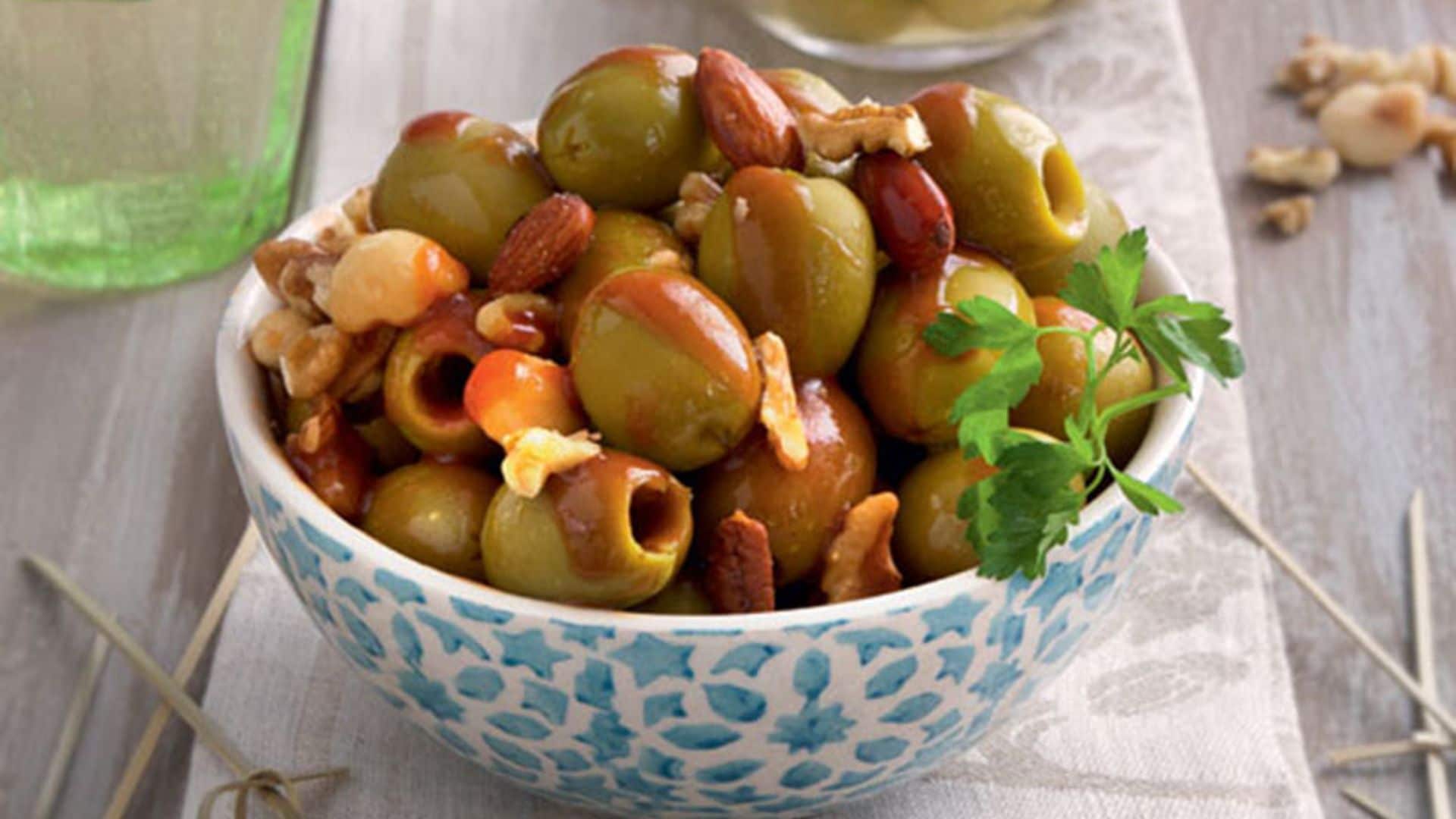 Aceitunas con salsa agridulce