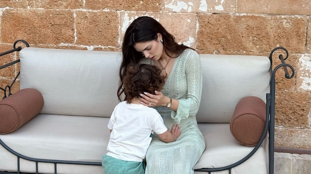 Nadia Ferreira y su hijo Marquitos en su viaje por España.