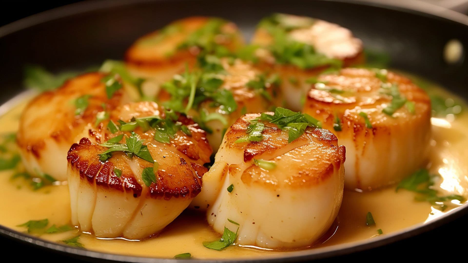Vieras a la plancha con salsa 'beurre blanc'