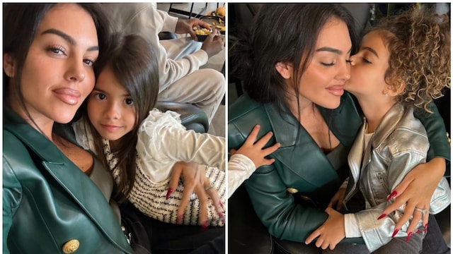 Georgina Rodríguez junto a sus hijas Eva María y Alana Martina, de 7 años.