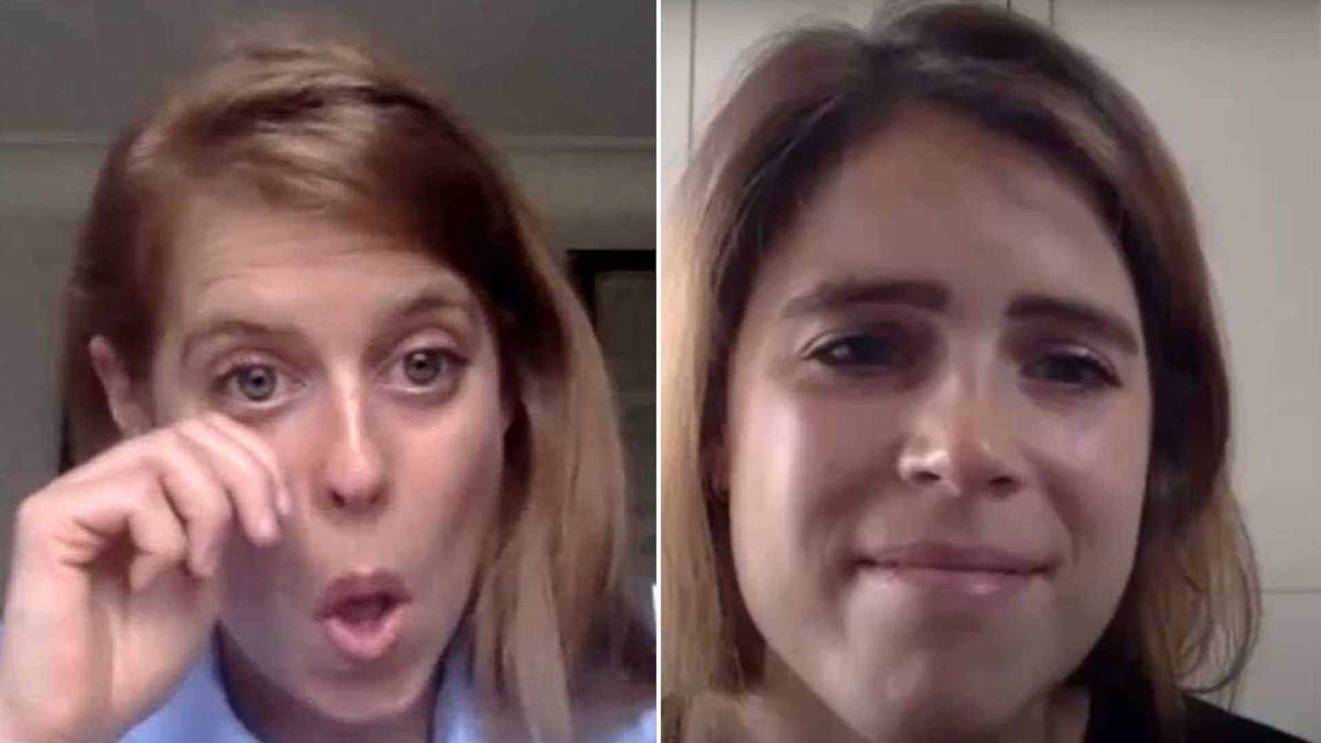 Beatriz y Eugenia de York se emocionan en una videoconferencia