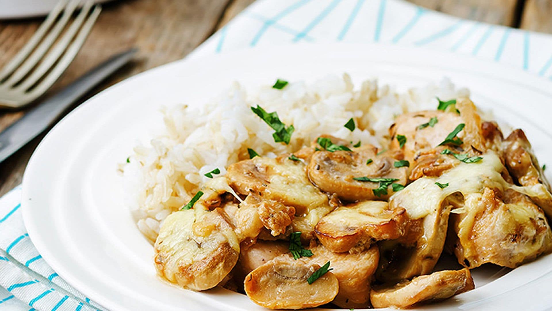 Arroz con pollo y setas