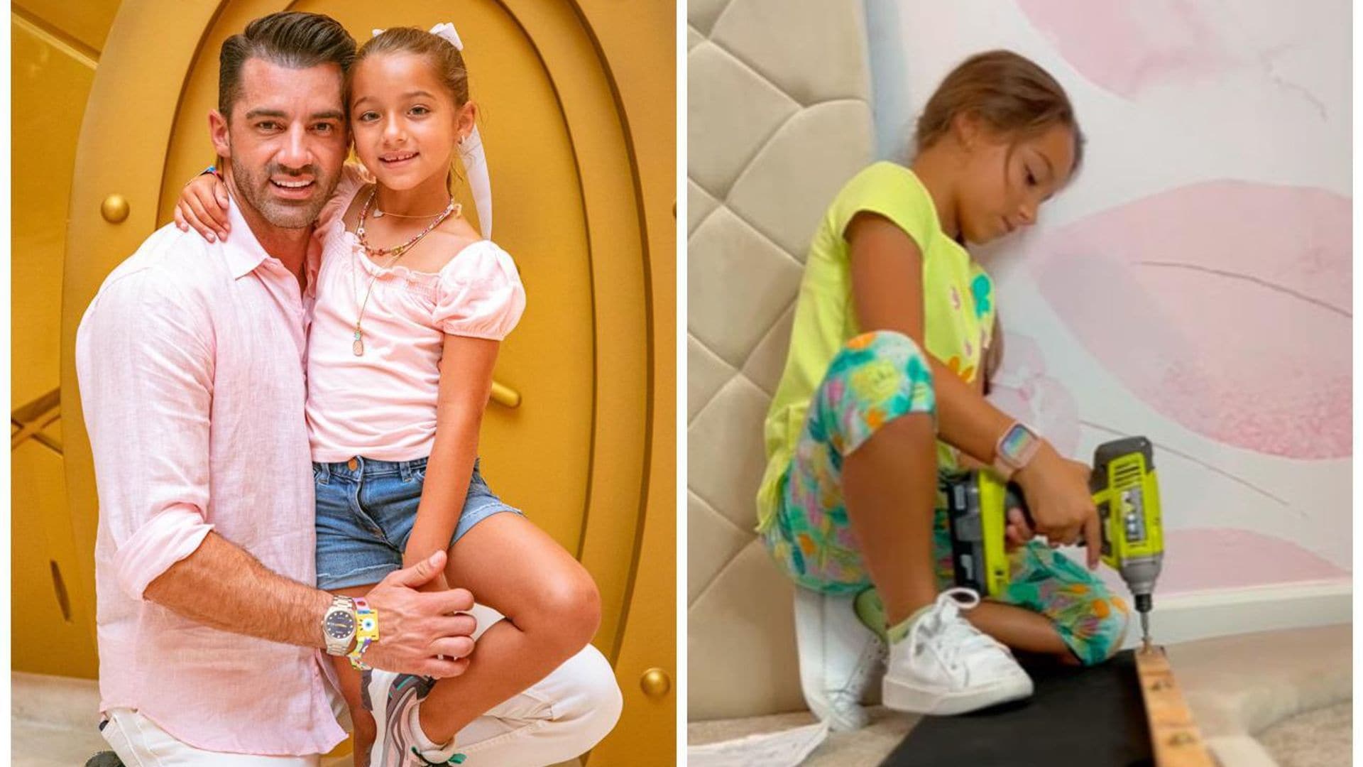 Toni Costa enseña a su hija a usar las herramientas para armar su cama