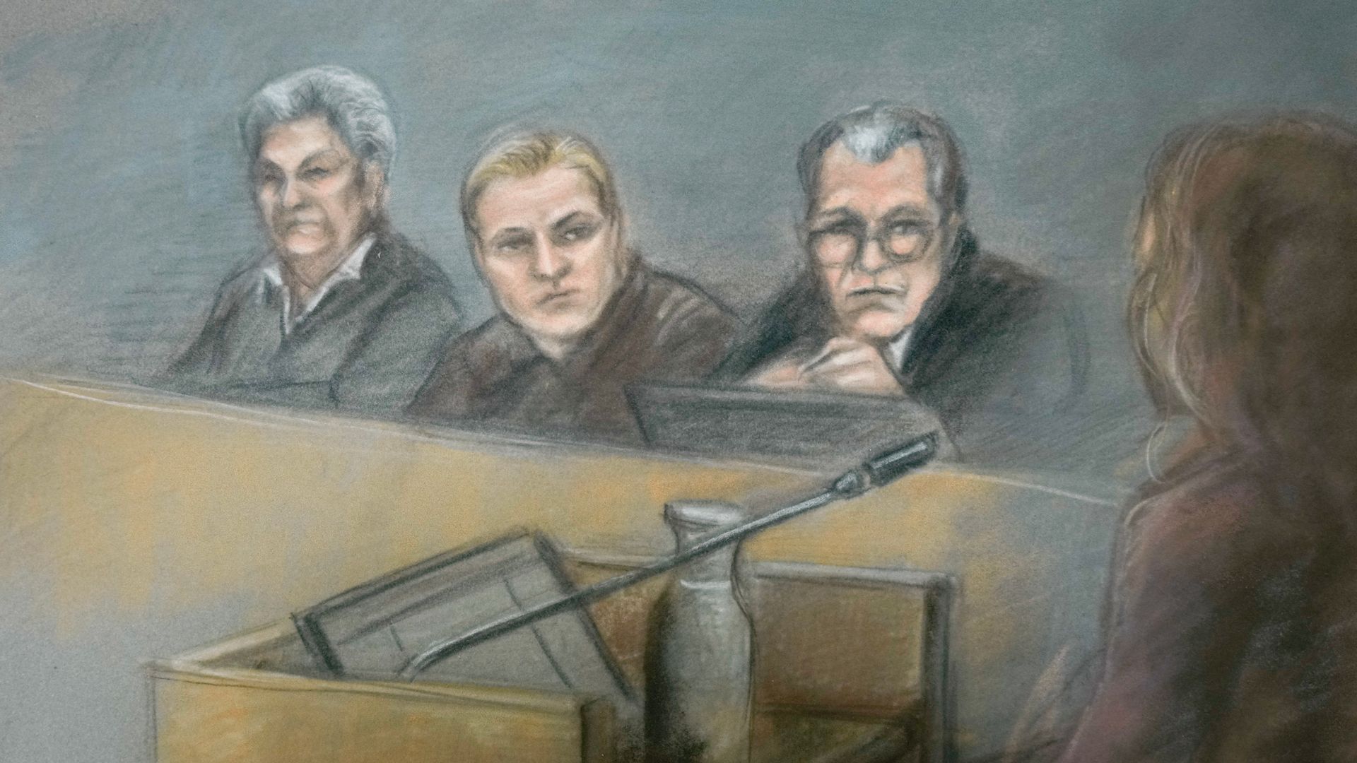 Ilustración de Marius Borg durante el juicio