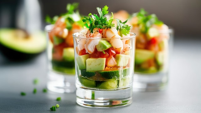 Salpicón de aguacate y gambas