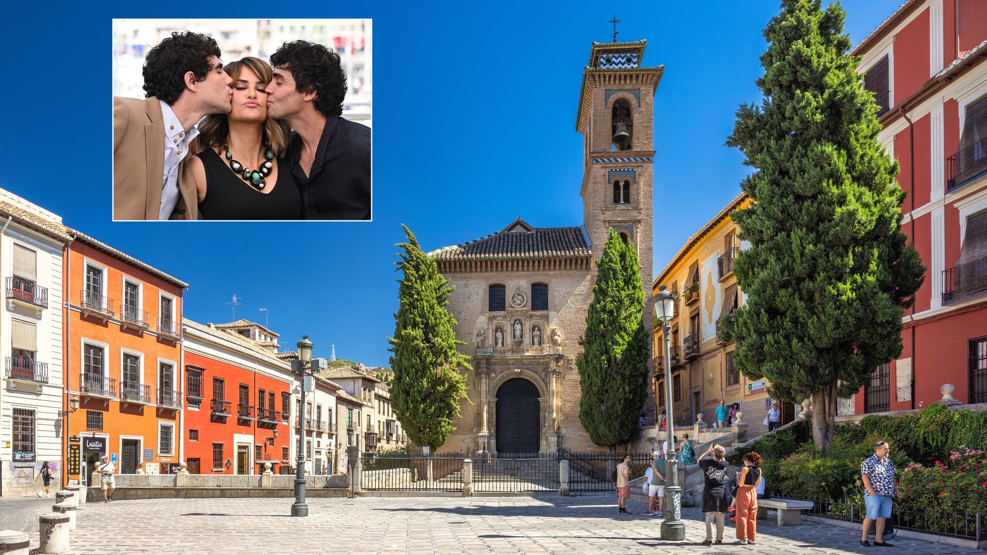 Plaza de Santa Ana, Los Javis y Penélope Cruz, Granada, rodaje de La bola negra