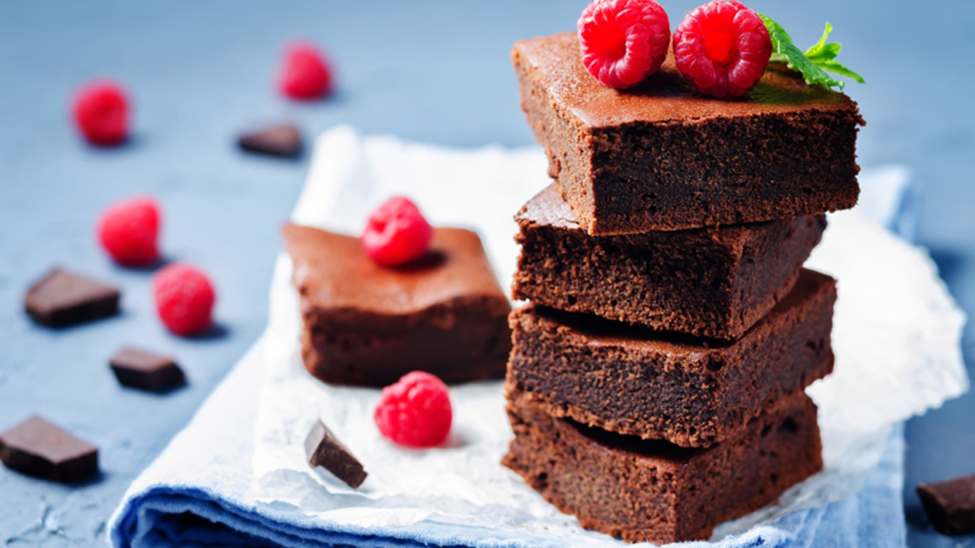 'Brownie' con frambuesas