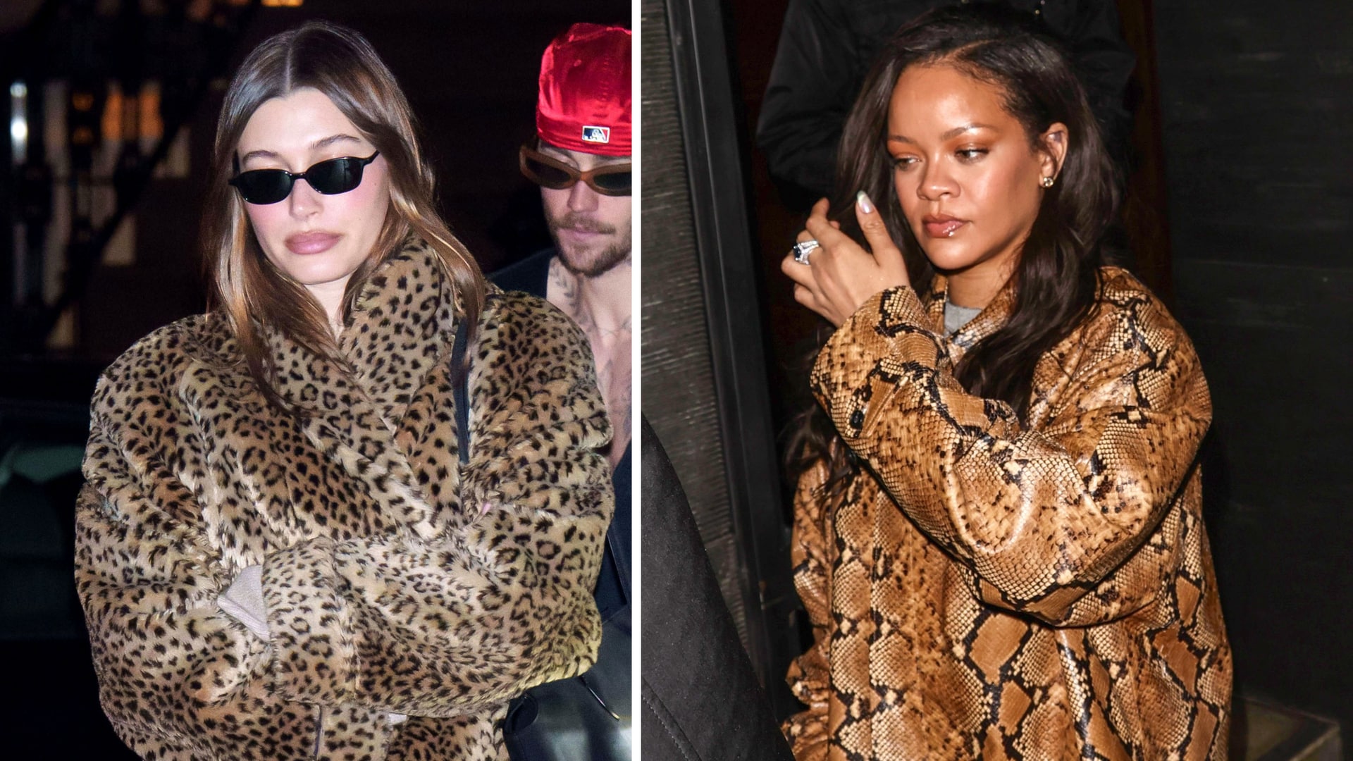 Hailey Bieber y Rihanna en animal print