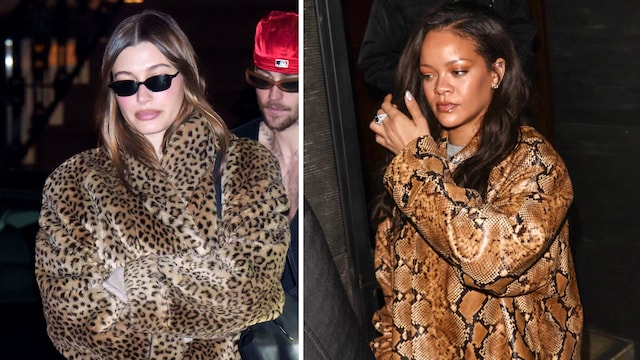 Hailey Bieber y Rihanna en animal print