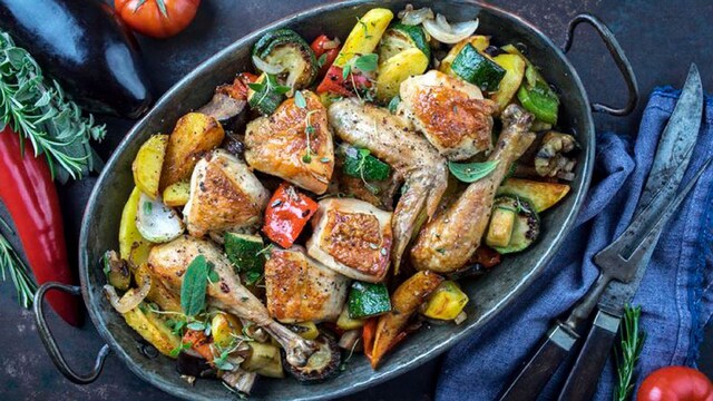 pollo patatas berenjenas
