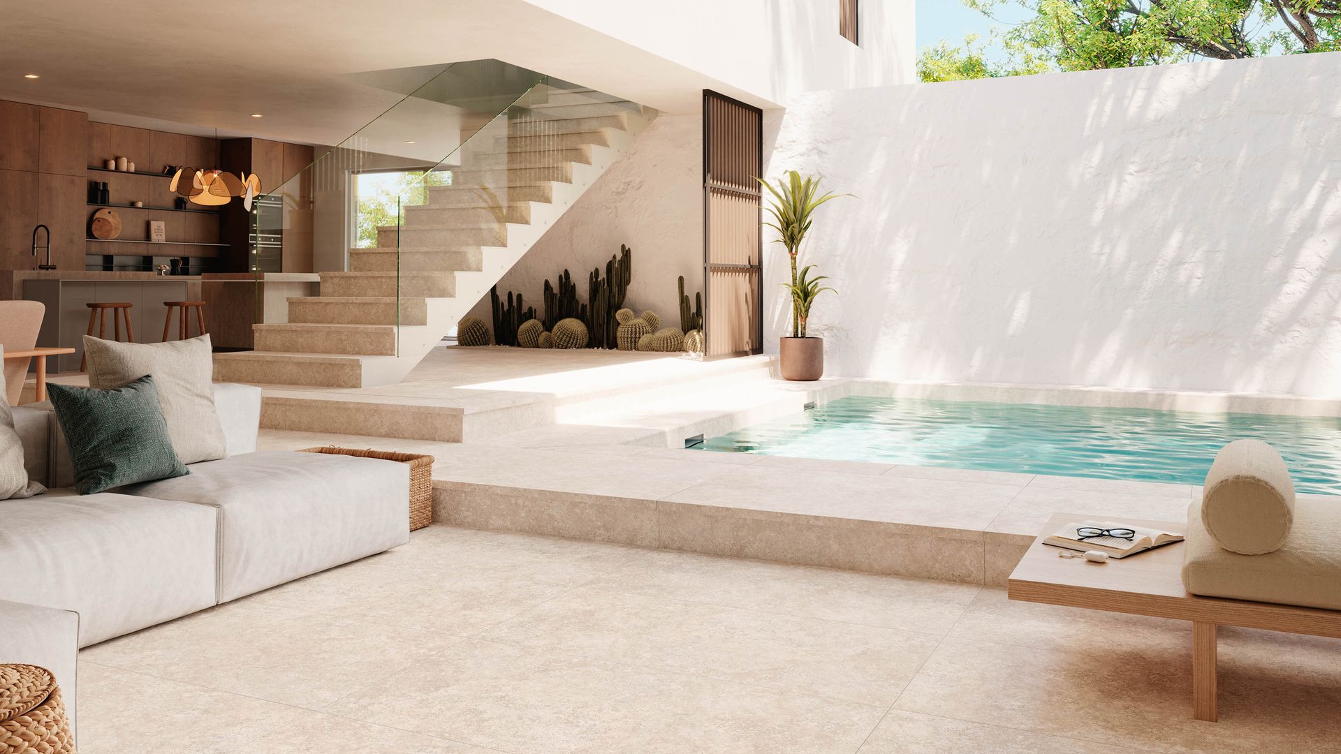 Azulejo de piscina Aura efecto travertino, de venta en Leroy Merlin