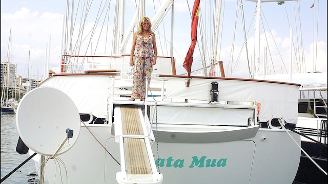 Carmen Cervera, baronesa Thyssen, en su yate Mata Mua durante unas vacaciones en Mallorca