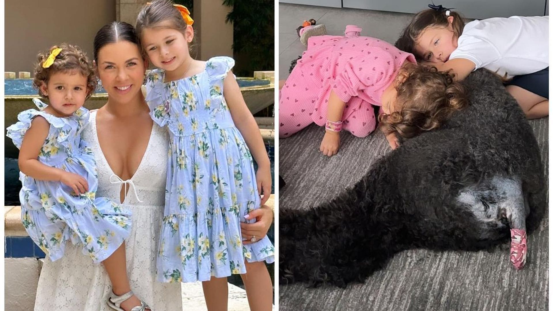 Con mimos y toda la ternura, así cuidan las hijas de Ximena Duque a su perrito