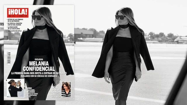 Melania Trump en una foto en blanco y negro