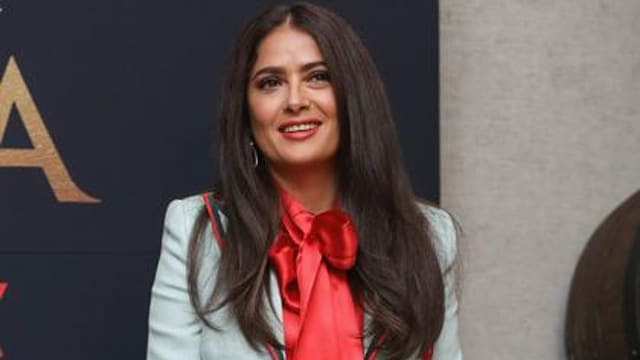 salma hayek blue ensemble
