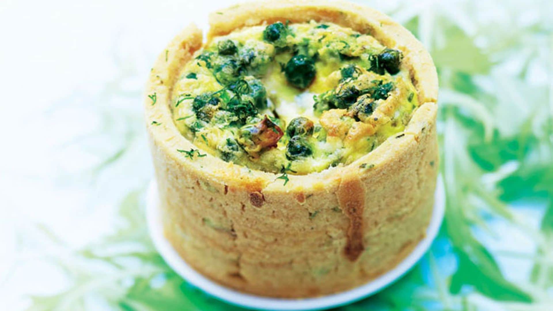 Quiche de guisantes con menta