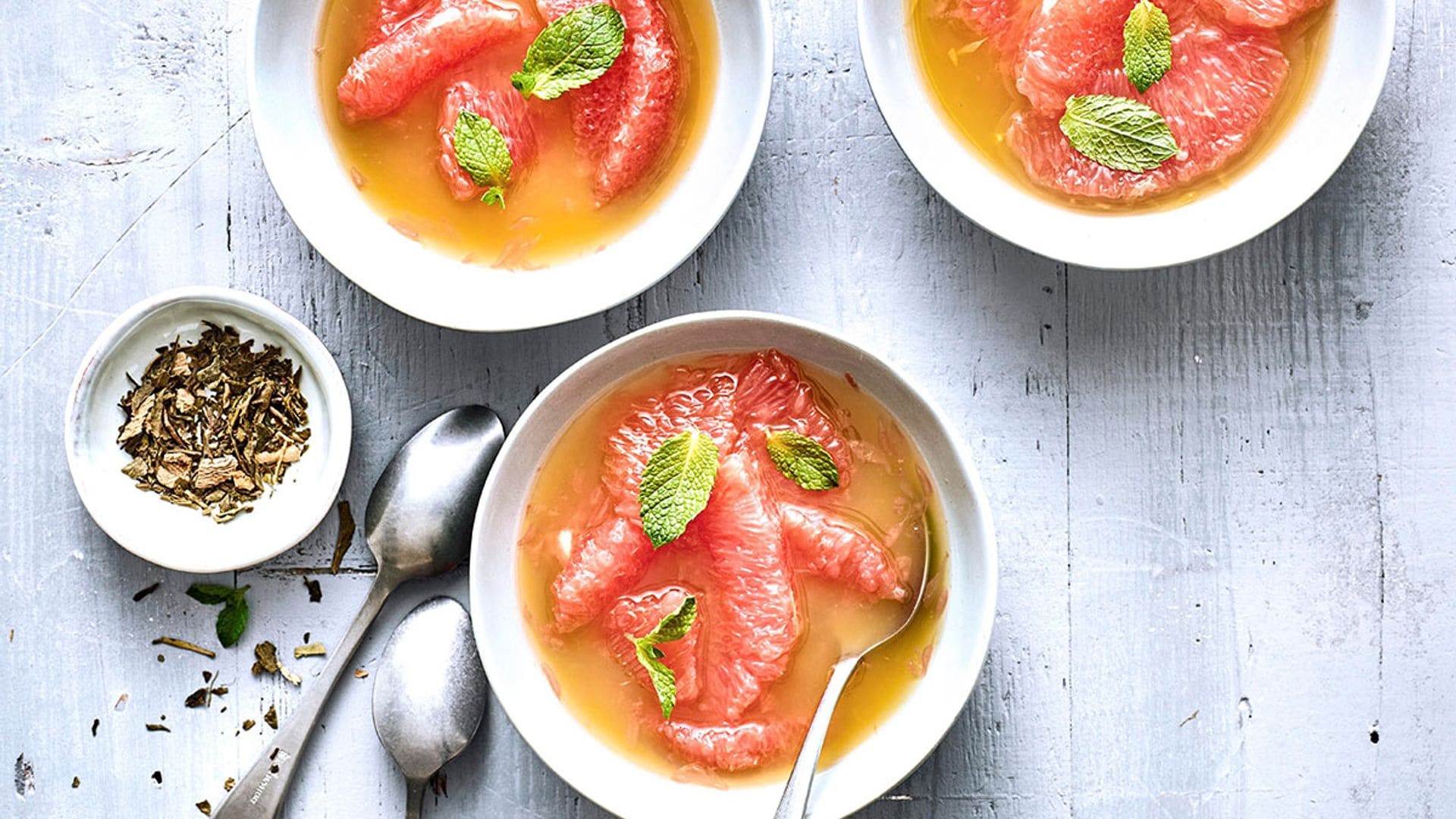 Sopa de cítricos con sirope de té Earl Grey