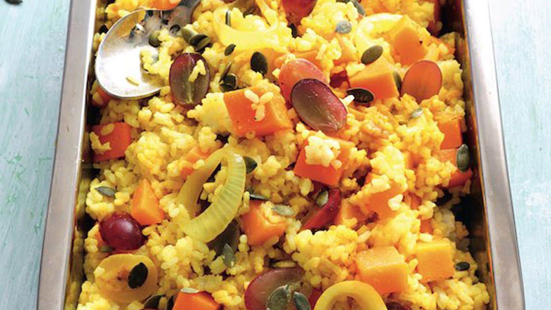 Arroz con calabaza y uvas