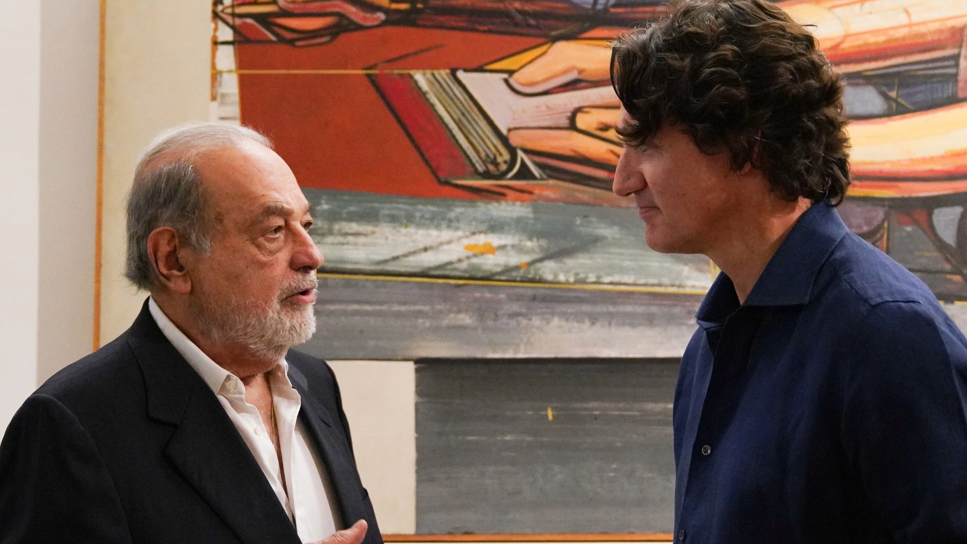 Carlos Slim y Justin Trudeau en el Museo Soumaya.