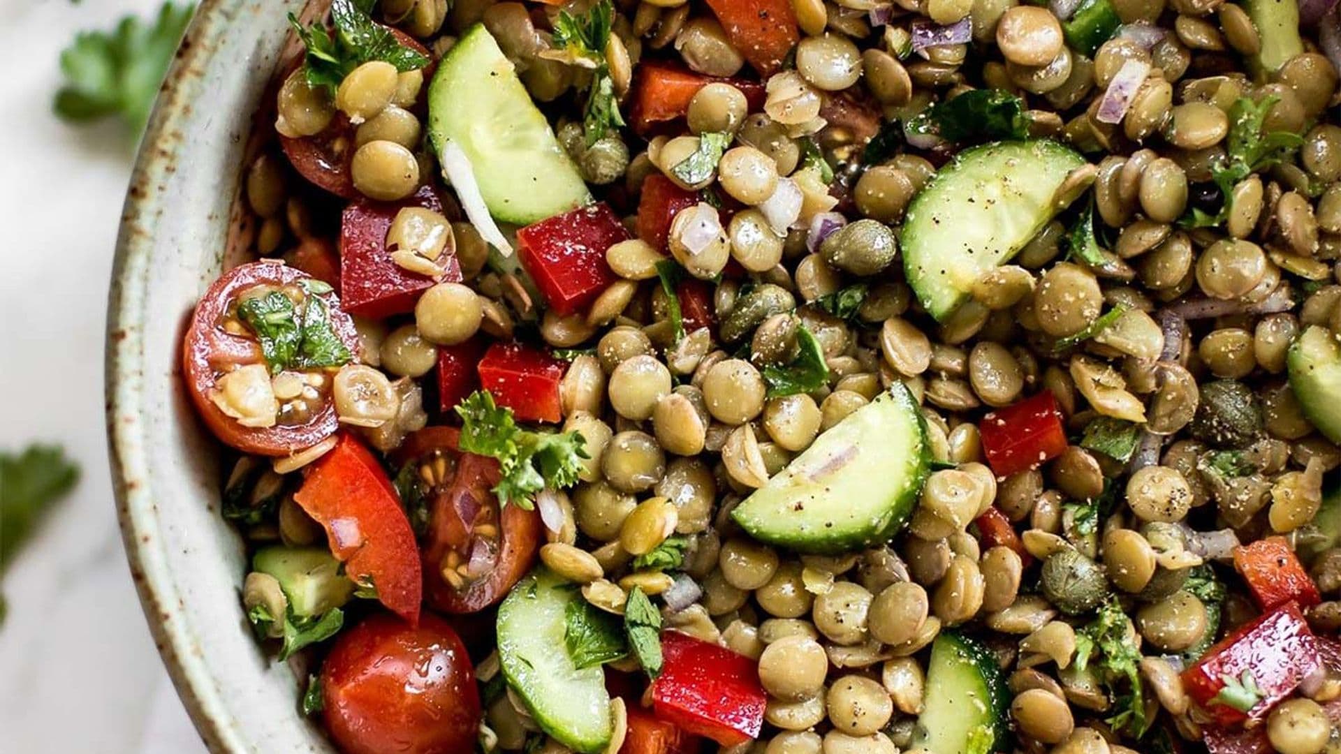 Ensalada de lentejas con vinagreta de mostaza
