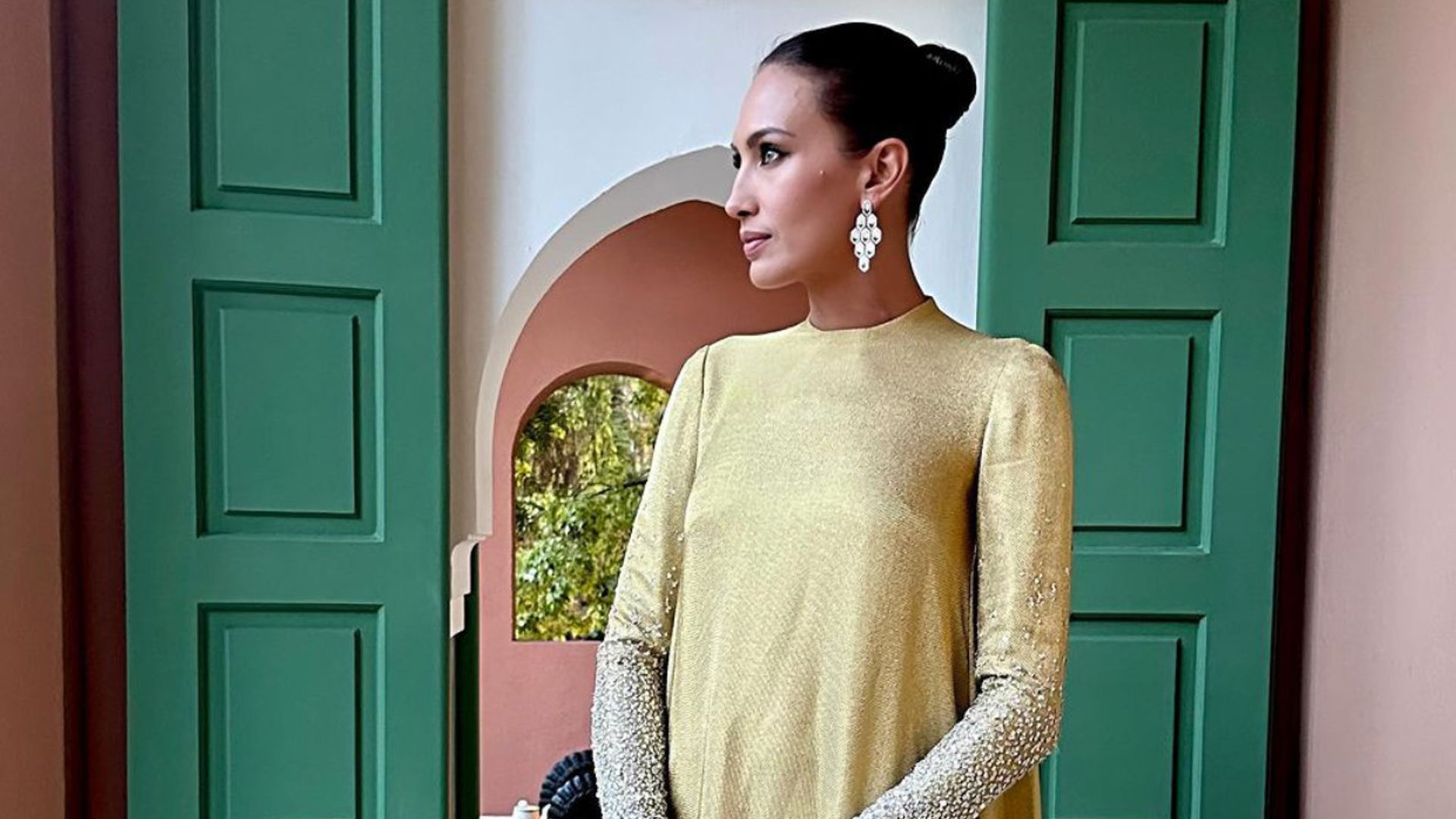 Nieves Álvarez deslumbra en Marrakech con un vestido de Alta Costura y cristales bordados