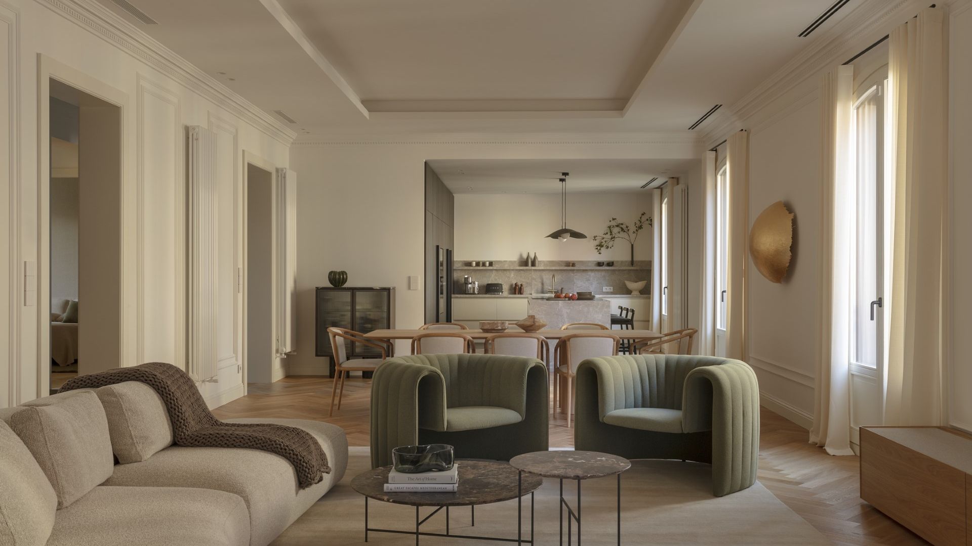 Salón, comedor y cocinas conectados