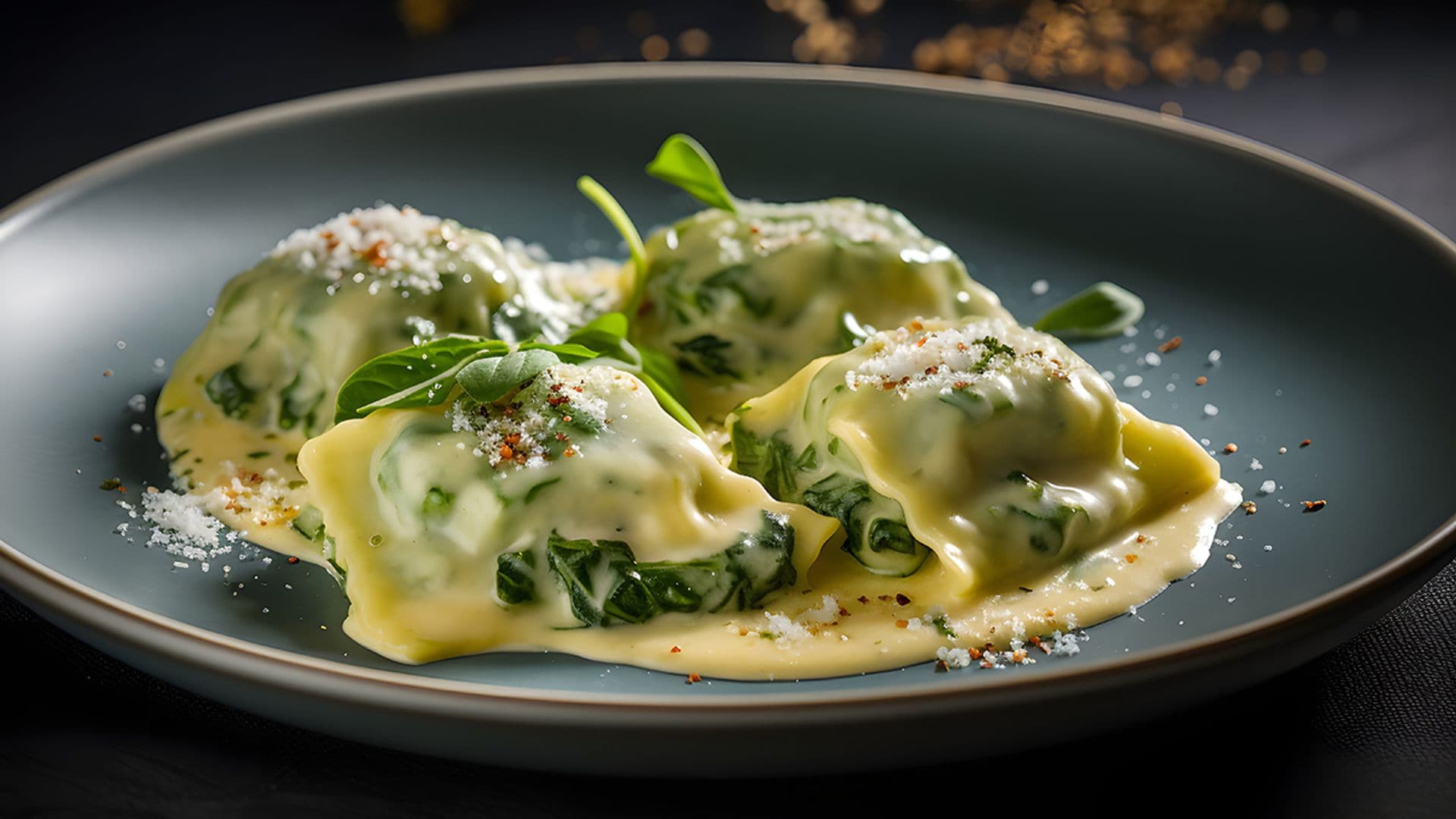 Raviolis de espinacas con 'beurre blanc'