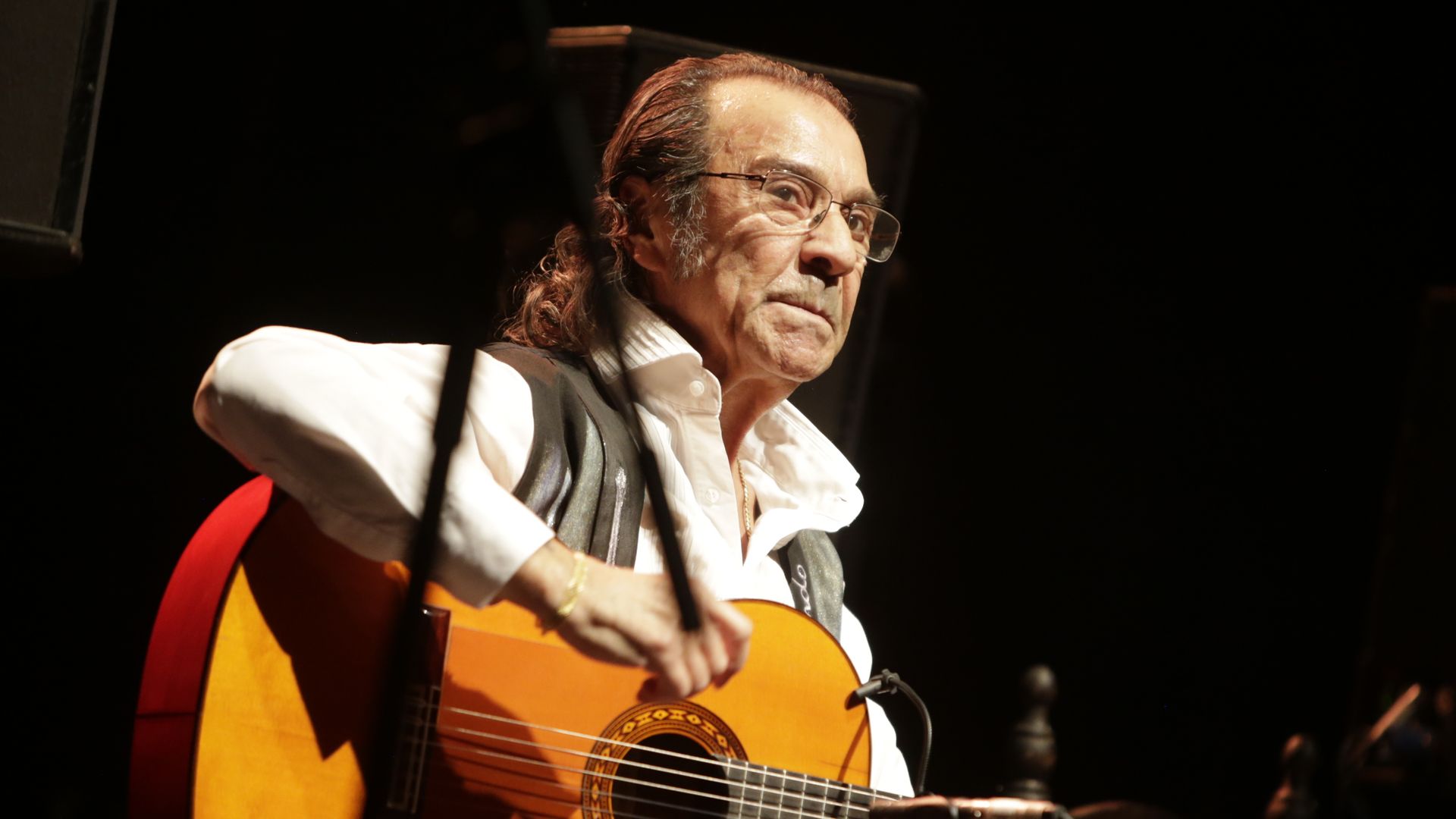 Pepe Habichuela durante el acto "60 años de guitarra flamenca" en Madrid en 2017