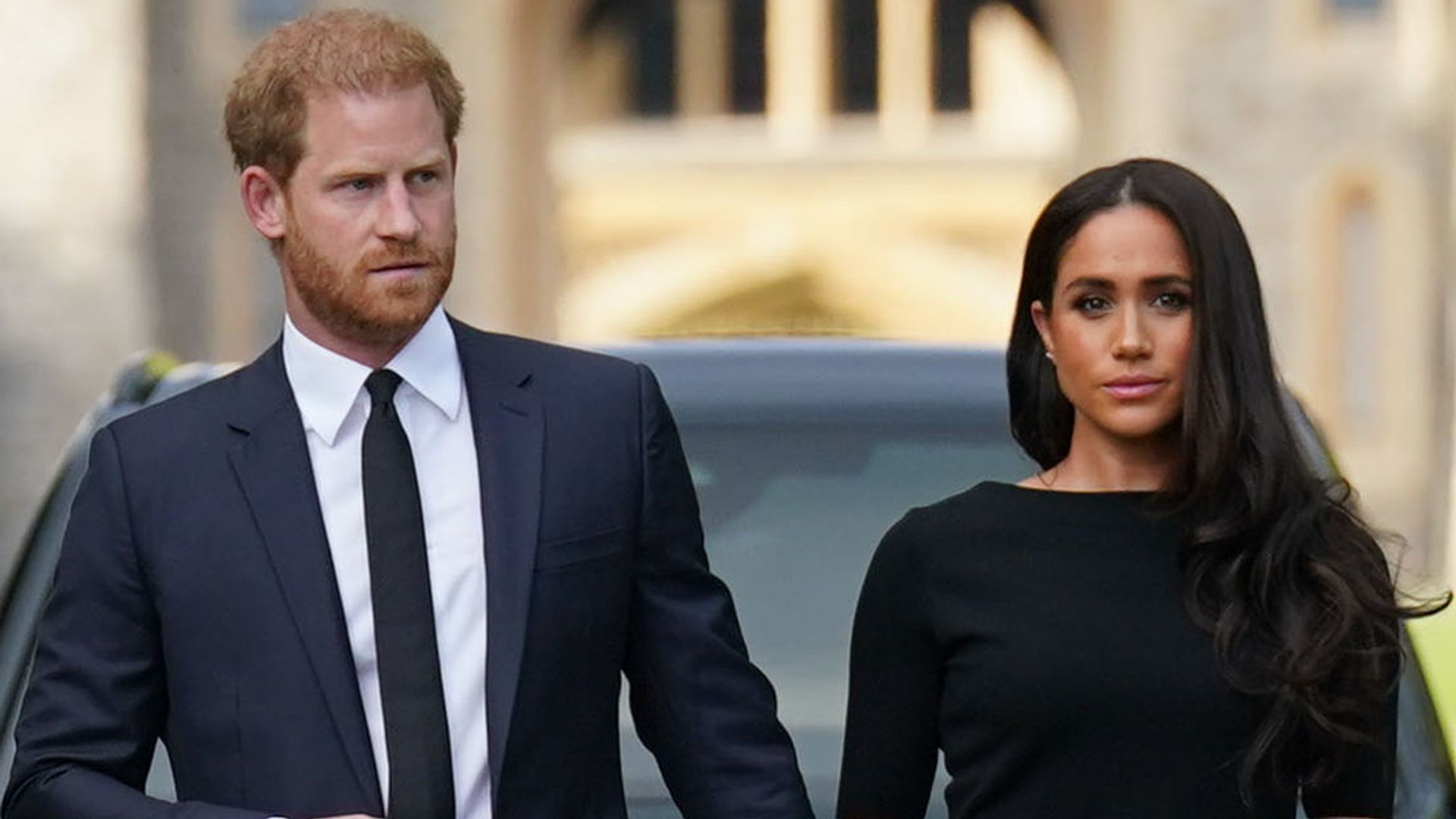 El príncipe Harry y Meghan Markle en el Castillo de Windsor.