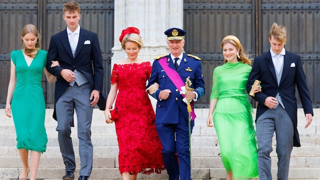 Los reyes Felipe y Matilde con sus hijos en el Día Nacional de Bélgica