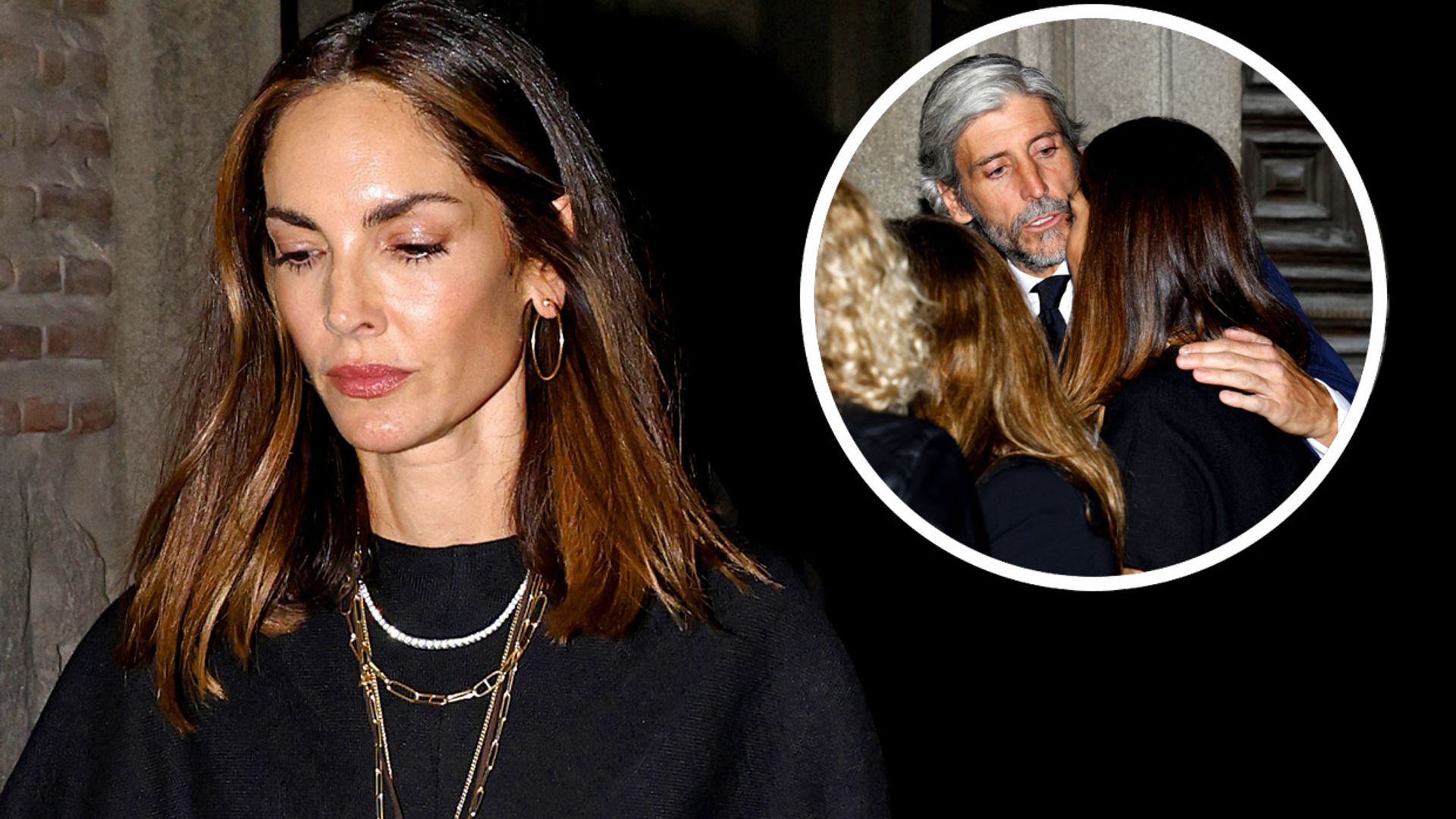 Eugenia Silva, desolada en el funeral de su padre, recibe el calor y los abrazos de su marido Alfonso de Borbón