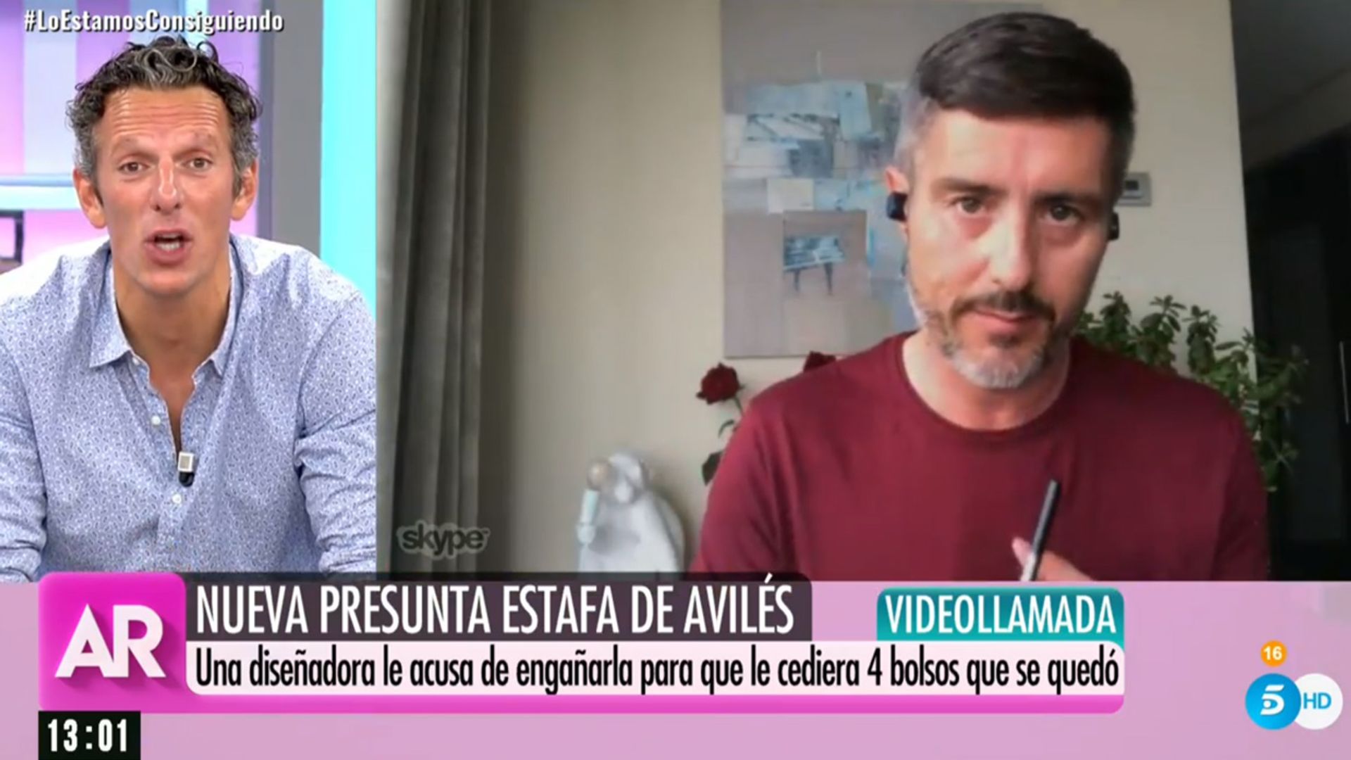 La cara de sorpresa de Joaquín Prat al ver el 'look confinamiento' de un compañero