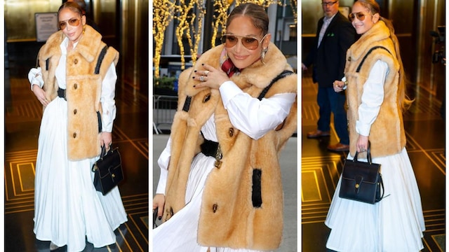 jennifer lopez llevando un outfit con chaleco 